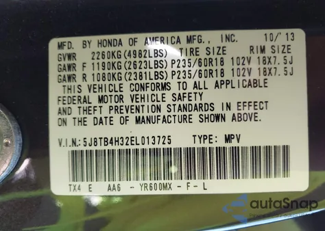 2014 Acura Rdx z USA, uszkodzony, nr VIN 5J8TB4H32EL013725